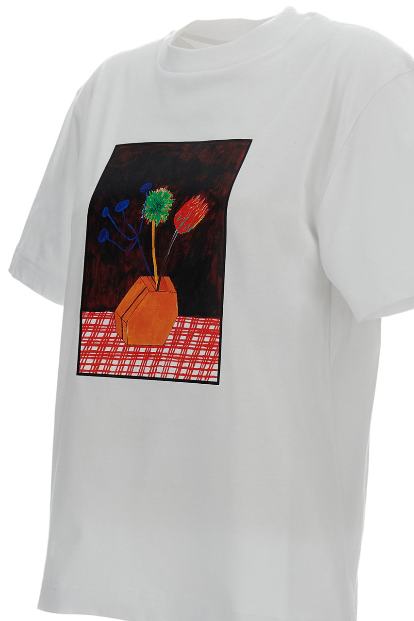 Plan C Boxy-Fit Multicolor Printed Crew-Neck T-Shirt Wit
