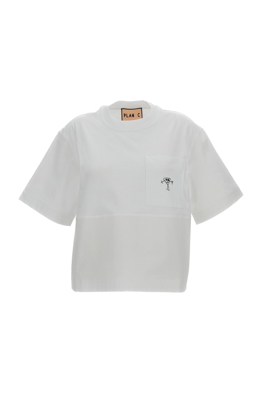 Plan C Crew-Neck T-Shirt with Paneled Design Wit