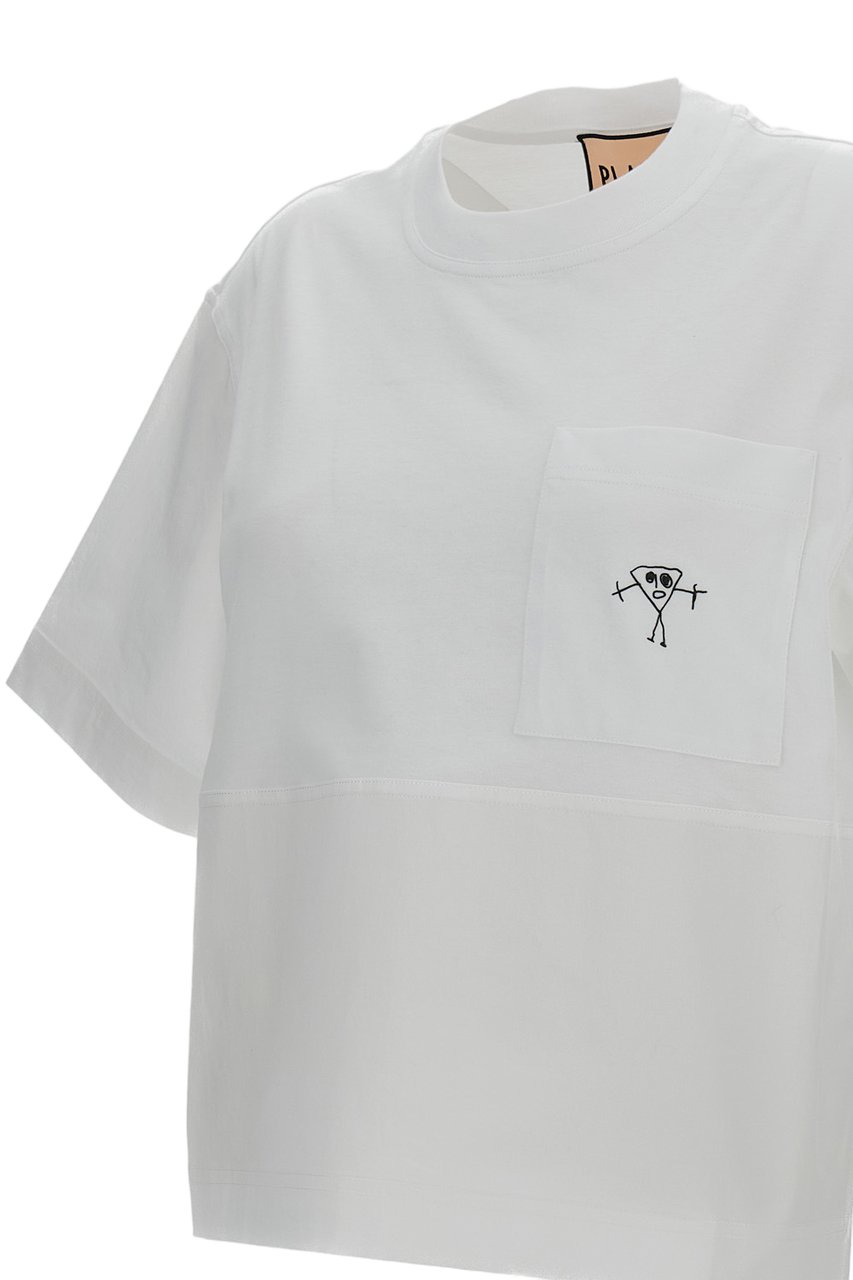 Plan C Crew-Neck T-Shirt with Paneled Design Wit