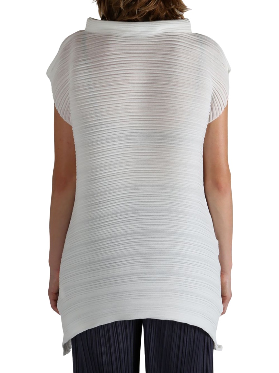 Pleats Please White Pleated Cotton-Blend Shirt Wit