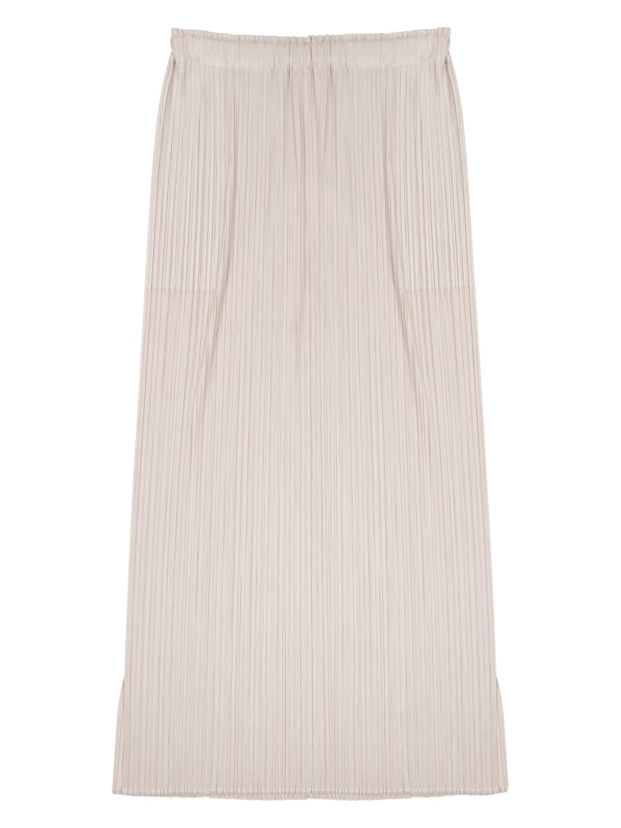 Pleats Please Midi-Length Pleated Skirt with Elastic Waistband Neutraal