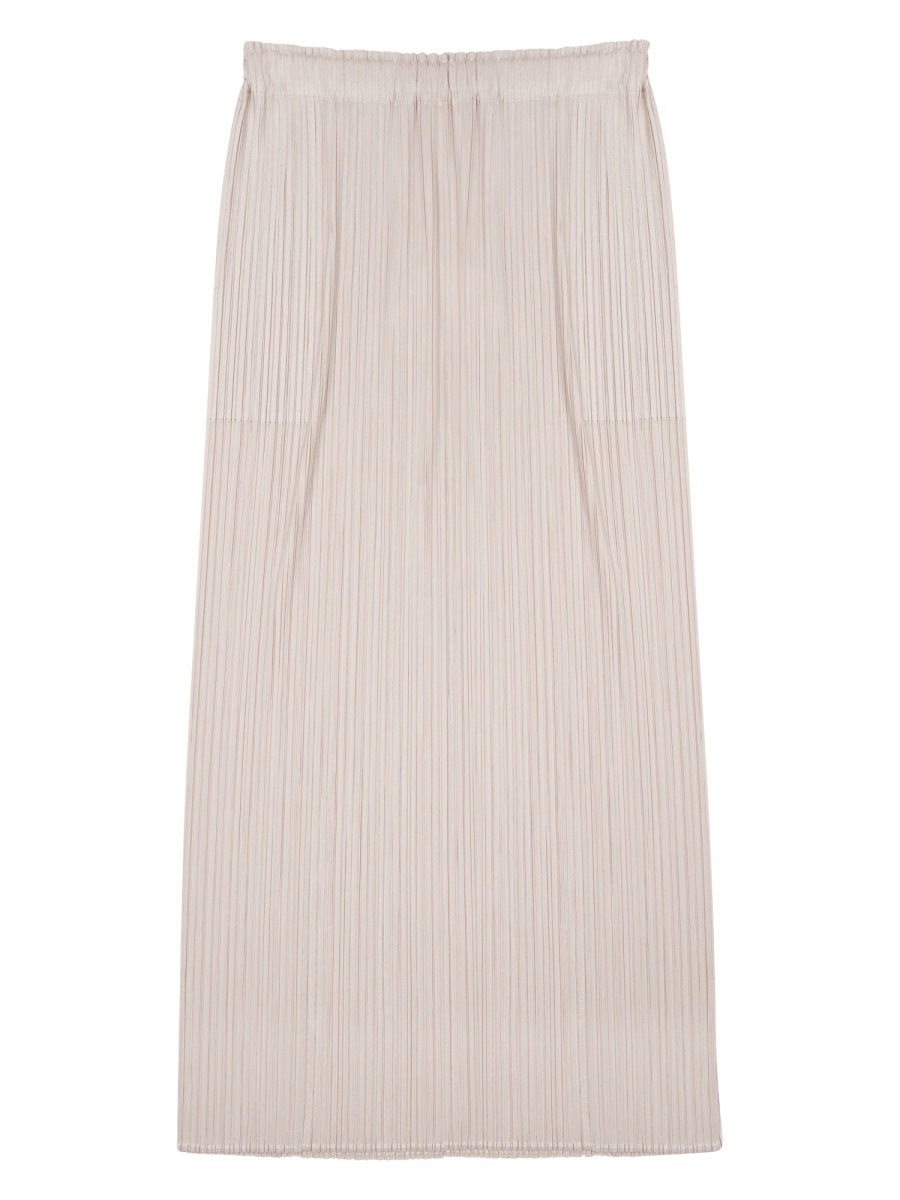 Pleats Please Midi-Length Pleated Skirt with Elastic Waistband Neutraal