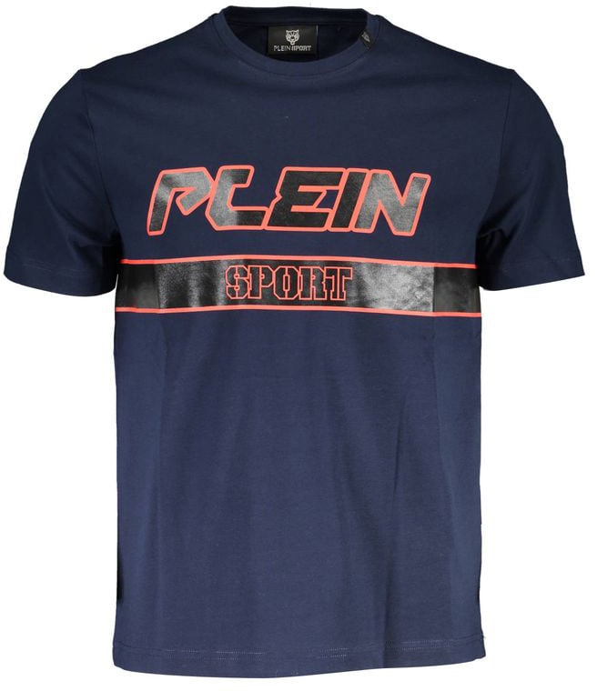 Plein Sport Blue Cotton Men T-Shirt Blauw
