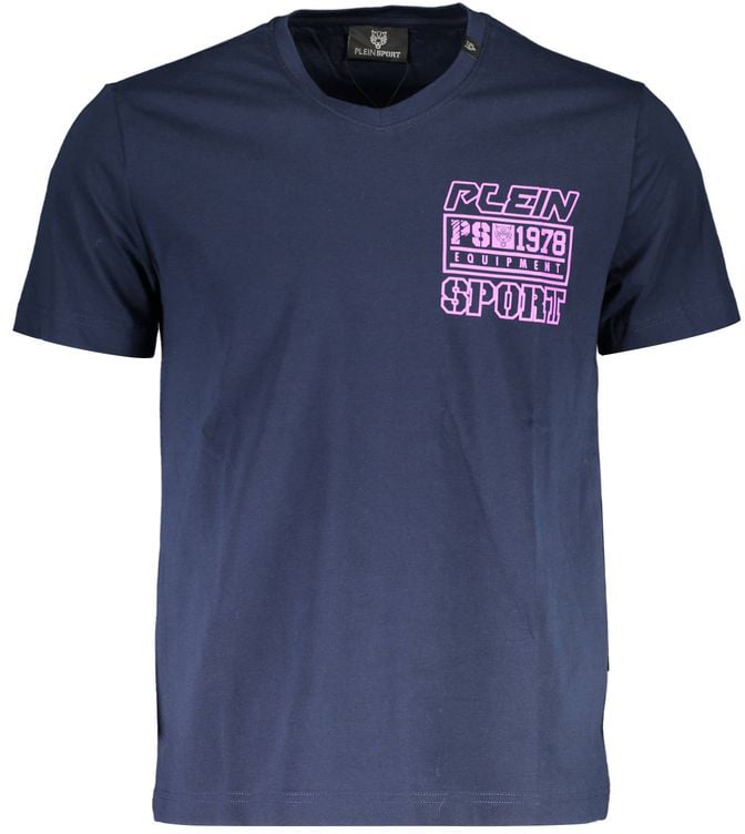 Plein Sport Blue Cotton Men's T-Shirt Blauw