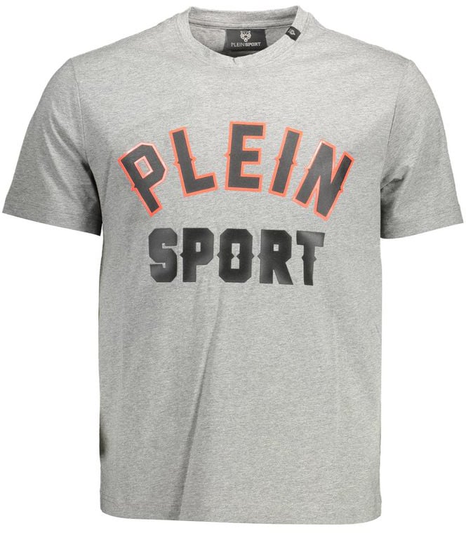 Plein Sport Gray Cotton Men T-Shirt Grijs