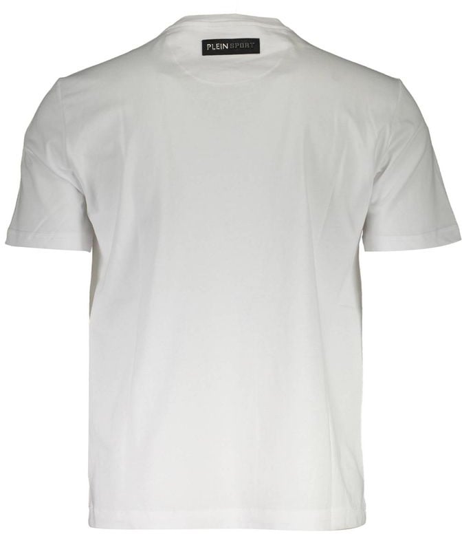 Plein Sport White Cotton Men T-Shirt Blauw