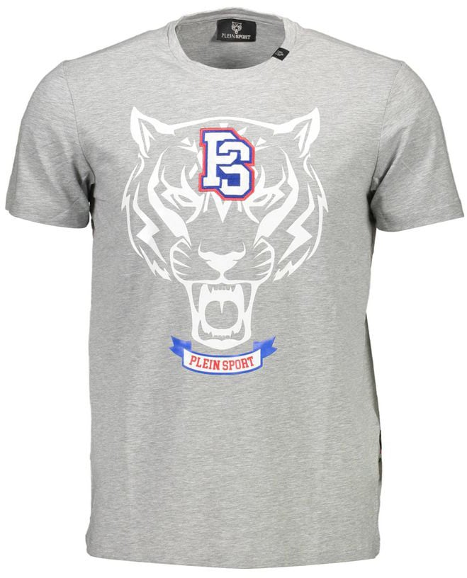 Plein Sport Gray Cotton Men T-Shirt Grijs