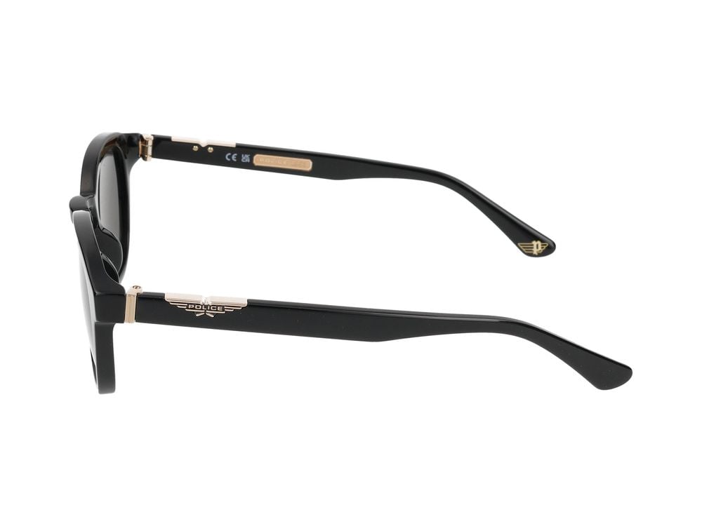 Police Square Frame Sunglasses with Acetate Construction and Metallic Accents Grijs