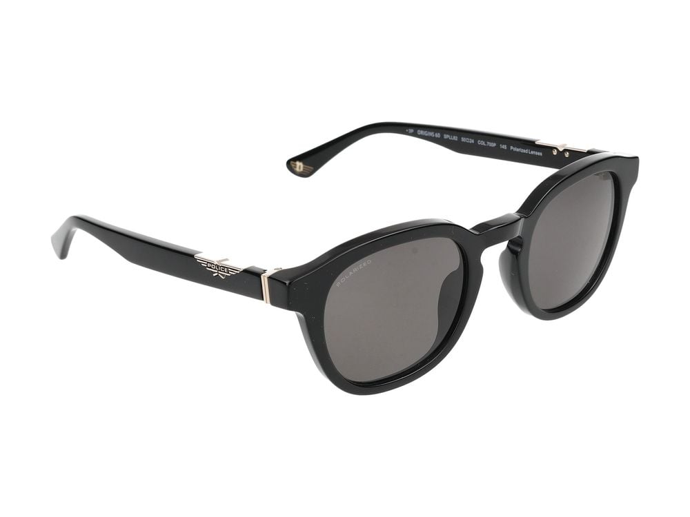 Police Square Frame Sunglasses with Acetate Construction and Metallic Accents Grijs