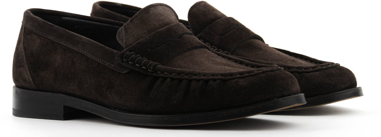 Posa Penny Loafer Dark Brown Suede Bruin
