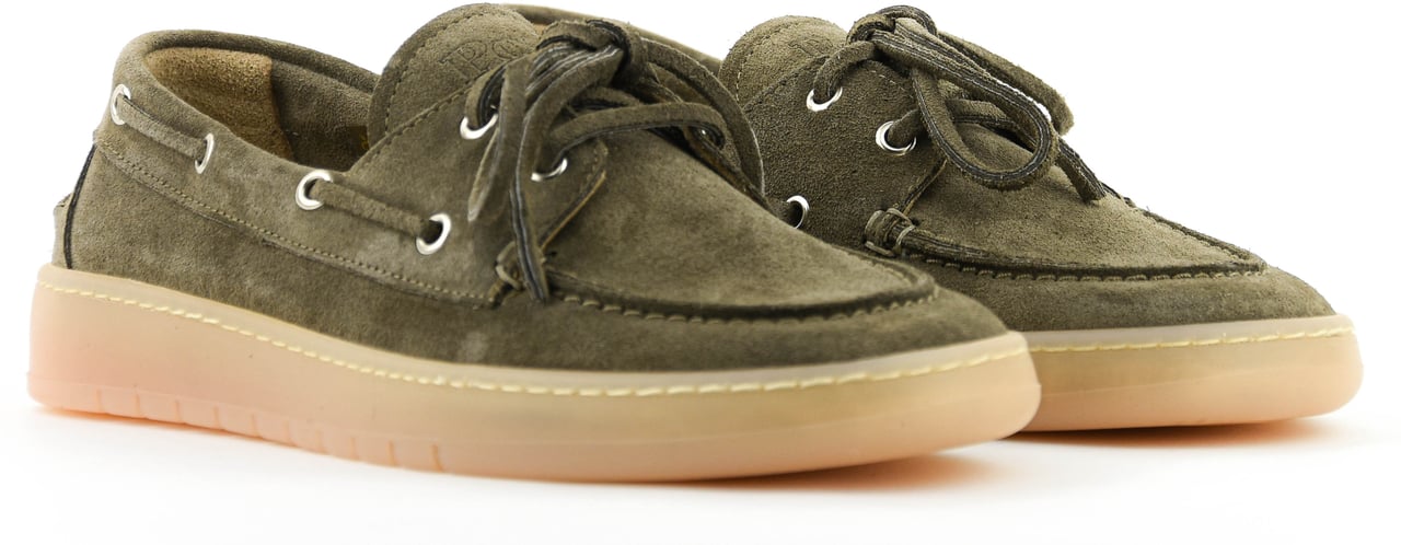 Posa Boat Loafer Man Drizzle Suede Groen