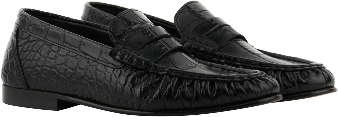 Posa Loafer Wrinkle Croc Black Zwart