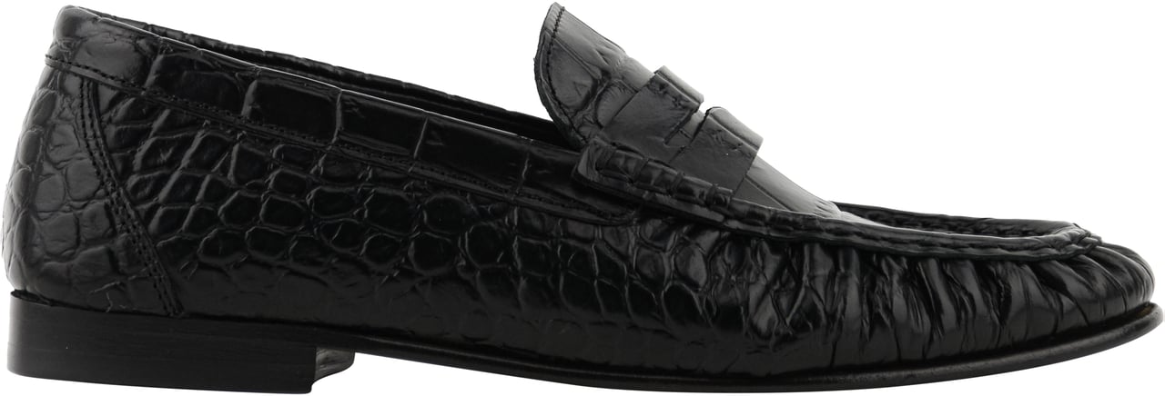 Posa Loafer Wrinkle Croc Black Zwart