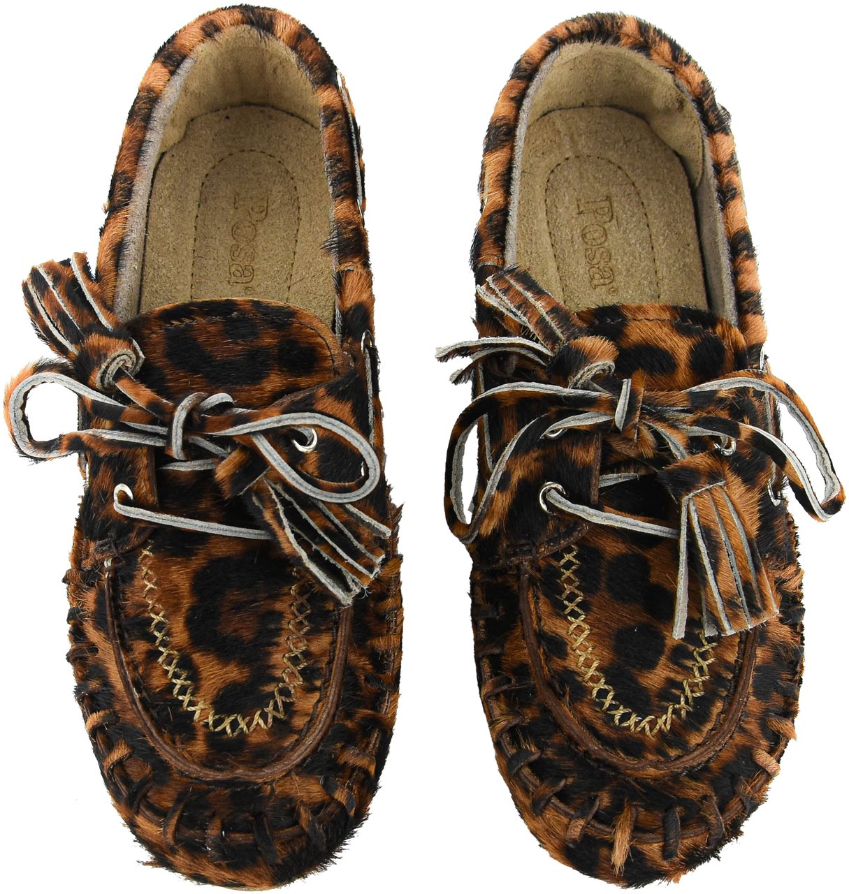 Posa Boat Loafer Fringe Leopard Divers