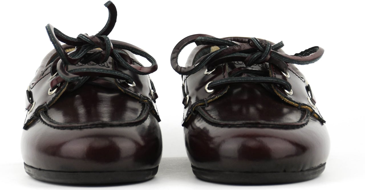 Posa Boat Loafer Box Leather Burgundy Rood