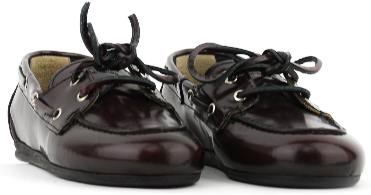 Posa Boat Loafer Box Leather Burgundy Rood