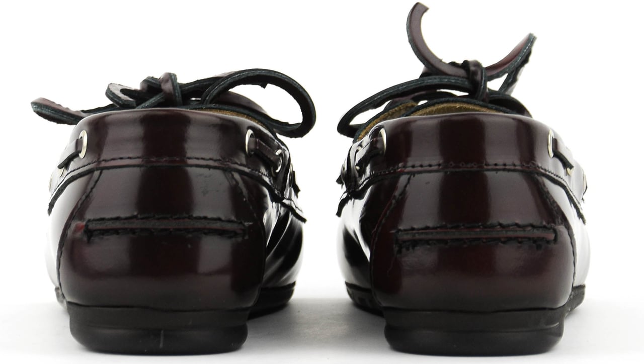 Posa Boat Loafer Box Leather Burgundy Rood