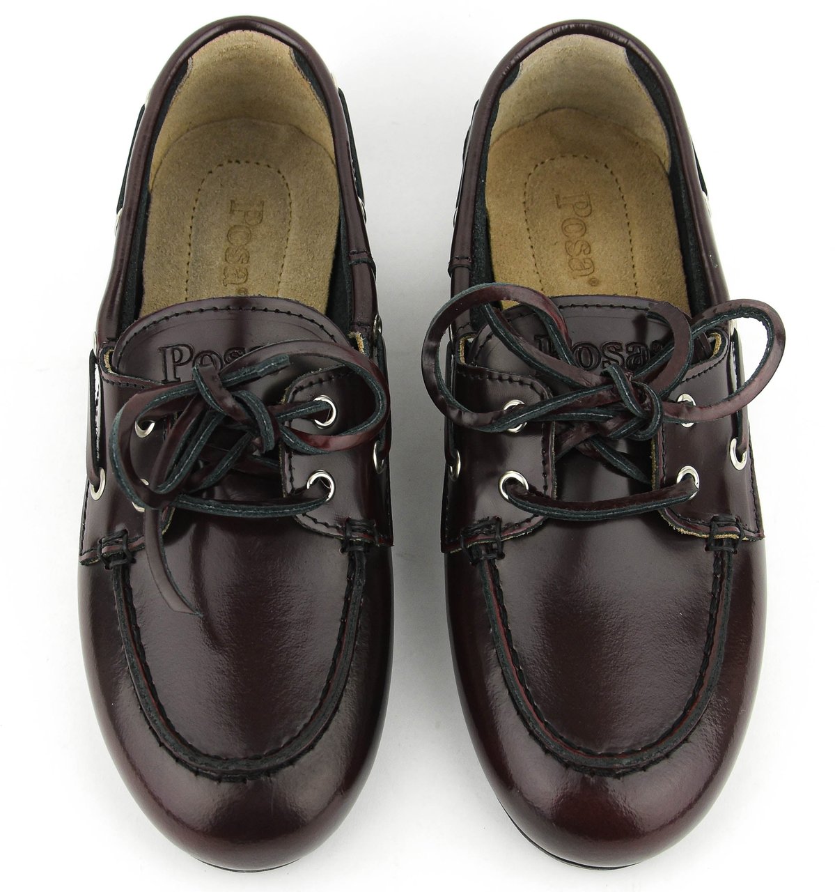 Posa Boat Loafer Box Leather Burgundy Rood