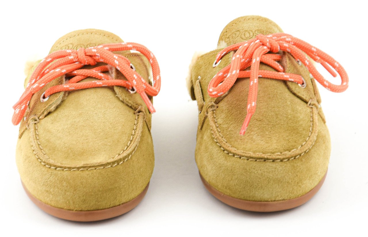 Posa Boat Loafer Mule Fake Fur Tan Bruin