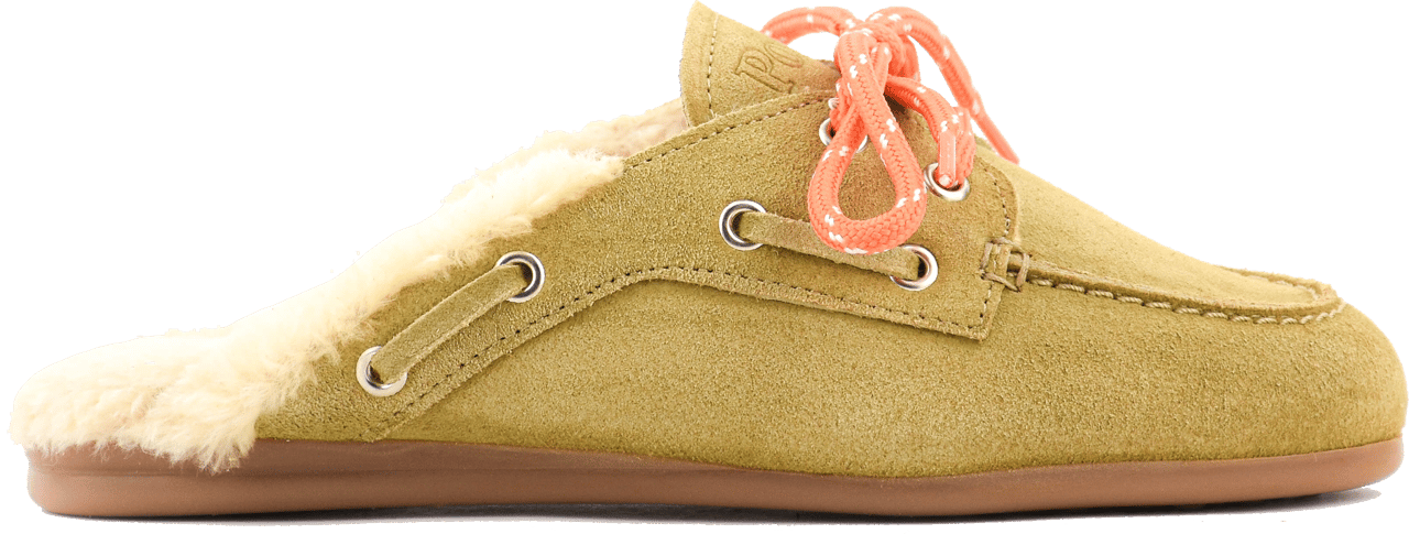 Posa Boat Loafer Mule Fake Fur Tan Bruin