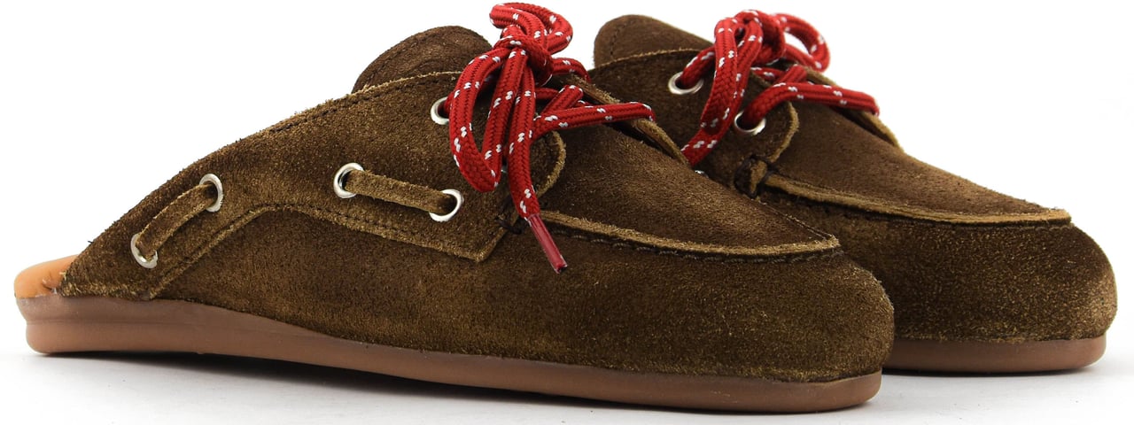 Posa Boat Loafer Mule Dark Brown Bruin