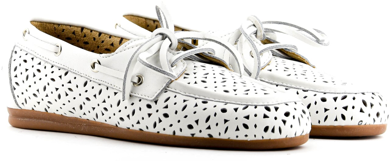 Posa Boat Loafer Perforated Off White Wit