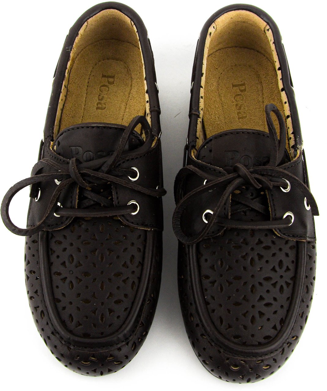 Posa Boat Loafer Perforated Dark Brown Bruin