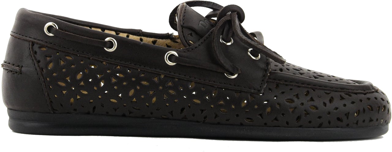 Posa Boat Loafer Perforated Dark Brown Bruin