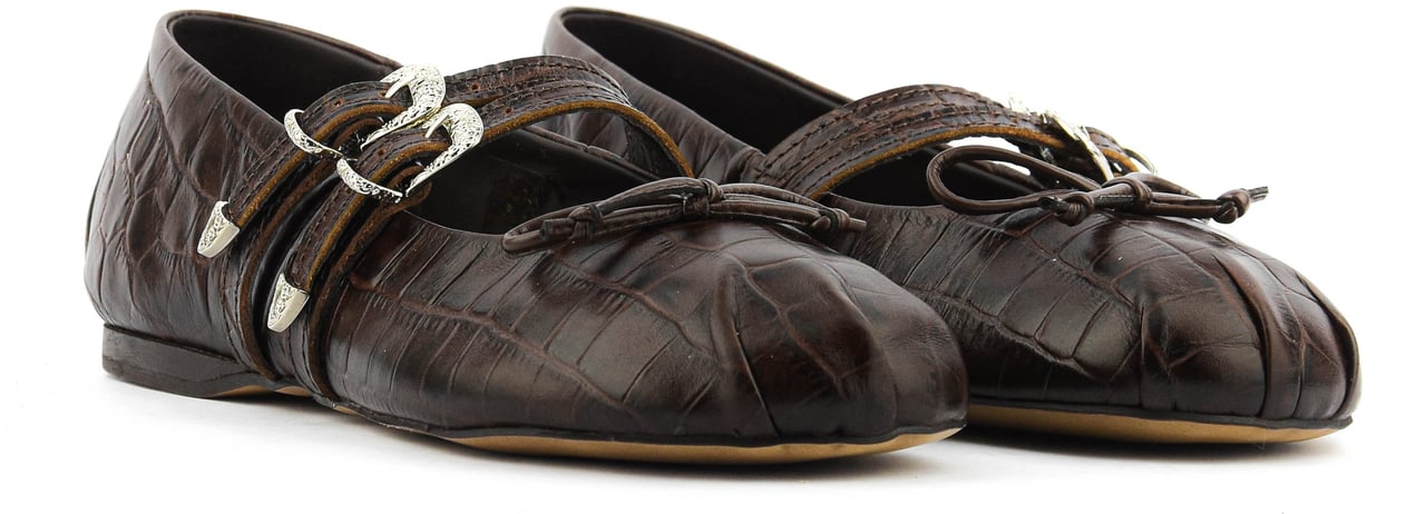 Posa Vita Ballerina Western Croco Dark Brown Bruin