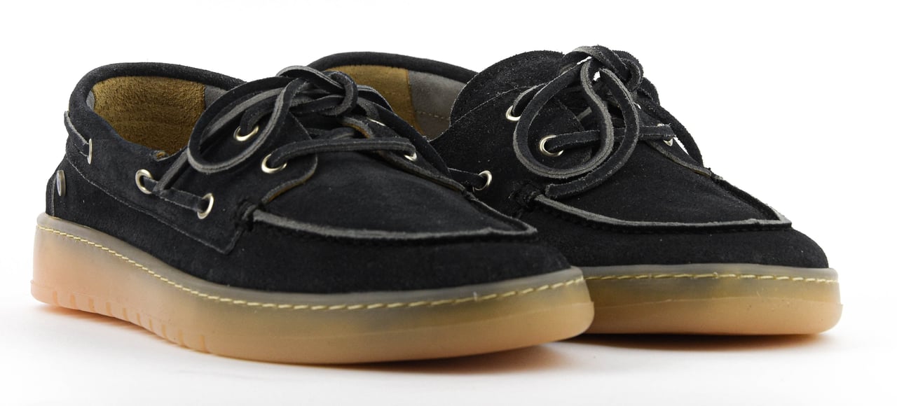 Posa Boatloafer Man Blue Suede Butcher Edit. Blauw