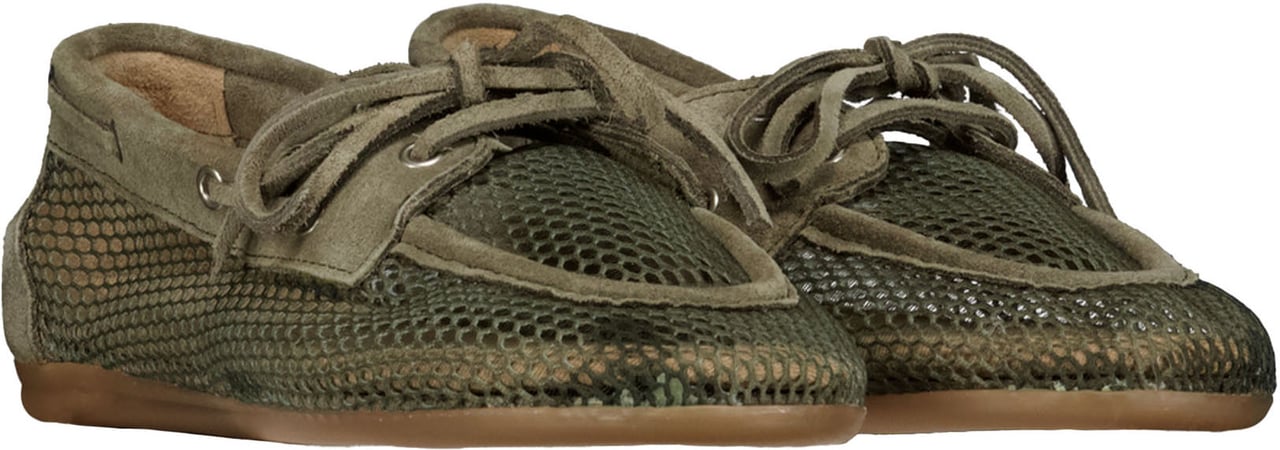 Posa Pw110 Loafers Khaki Boat Loafer Mesh - Suede Groen