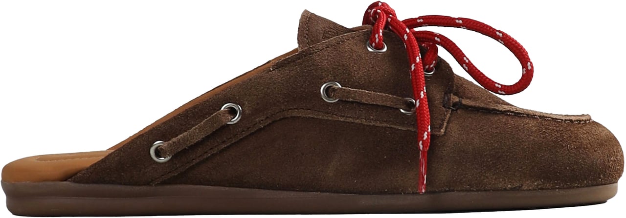 Posa Bootvormige loafers/muiltjes van suède, donkerbruin. Bruin