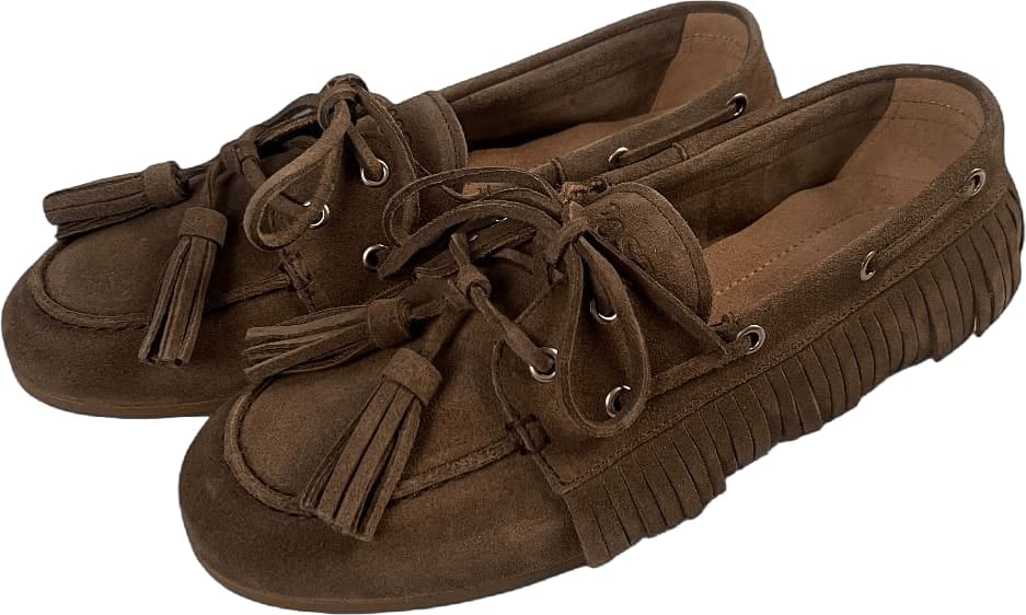 Posa Boat Loafer Native Tassel Suede Bruin
