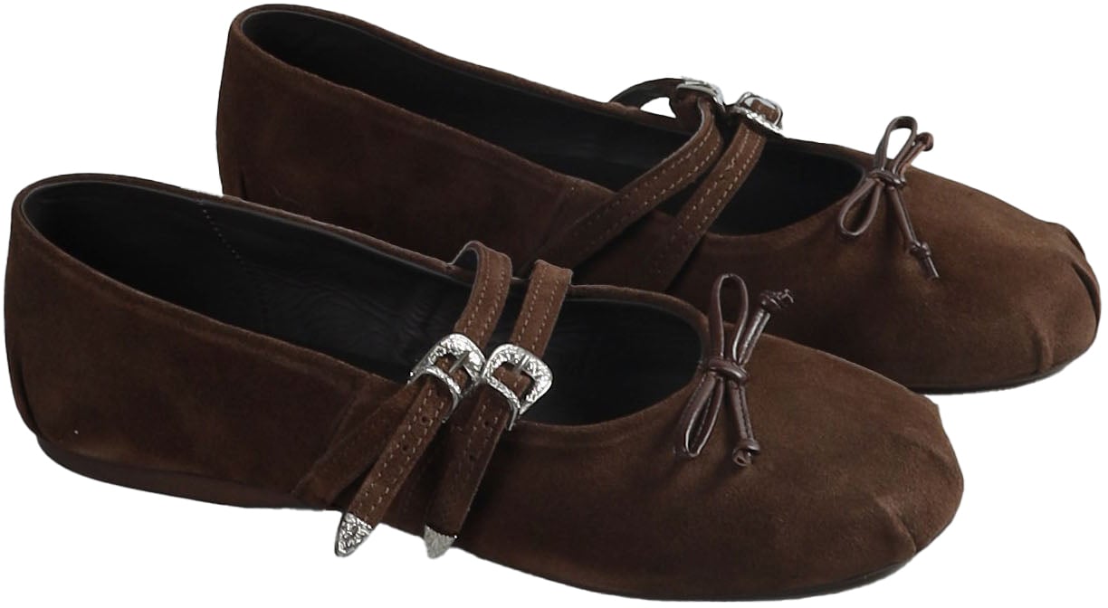 Posa Vita Ballerina met dubbele band, donkerbruin Bruin
