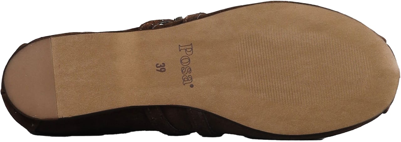 Posa Vita Ballerina met dubbele band, donkerbruin Bruin