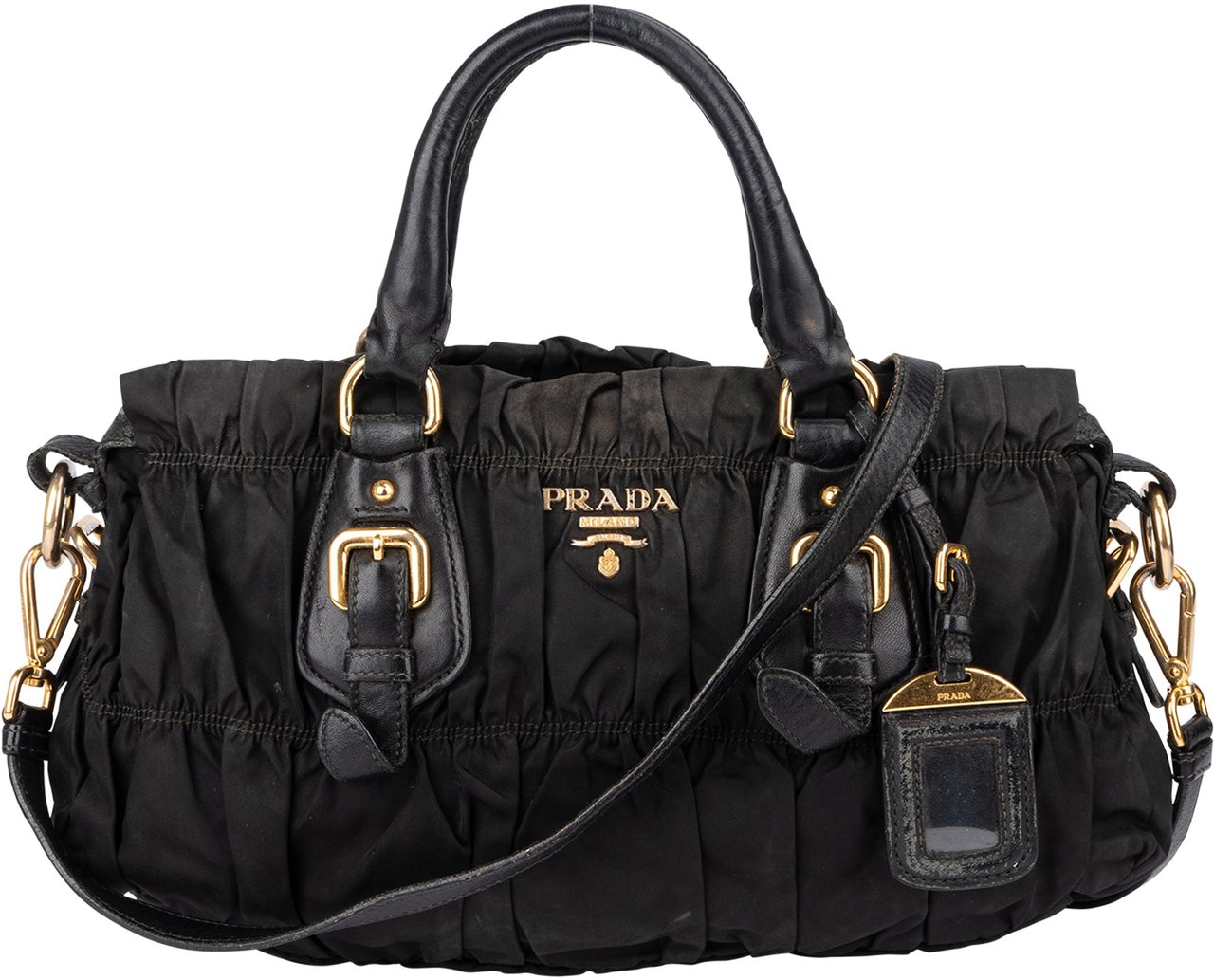 Prada Prada Quilted Nylon Handbag Zwart