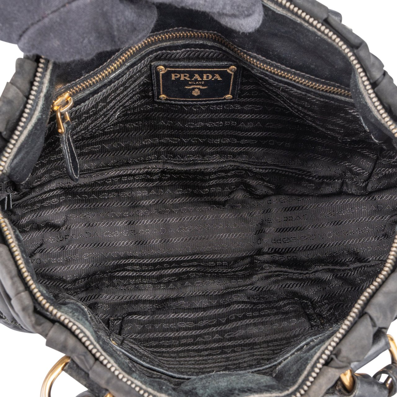Prada Prada Quilted Nylon Handbag Zwart