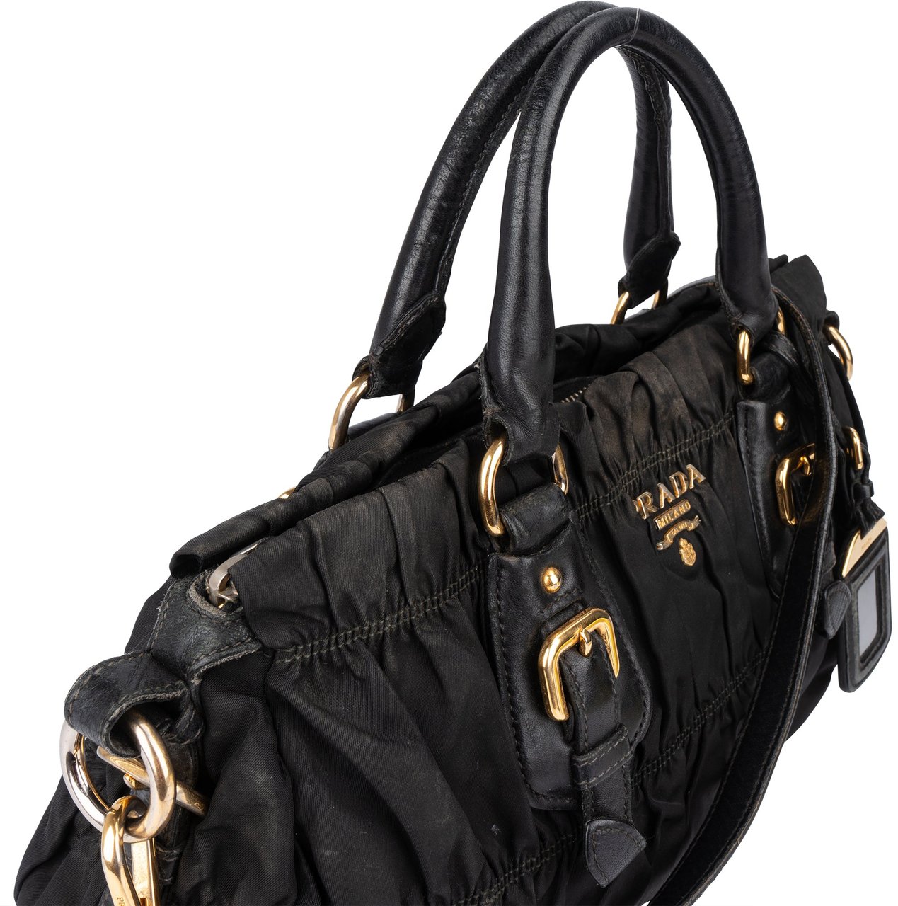 Prada Prada Quilted Nylon Handbag Zwart