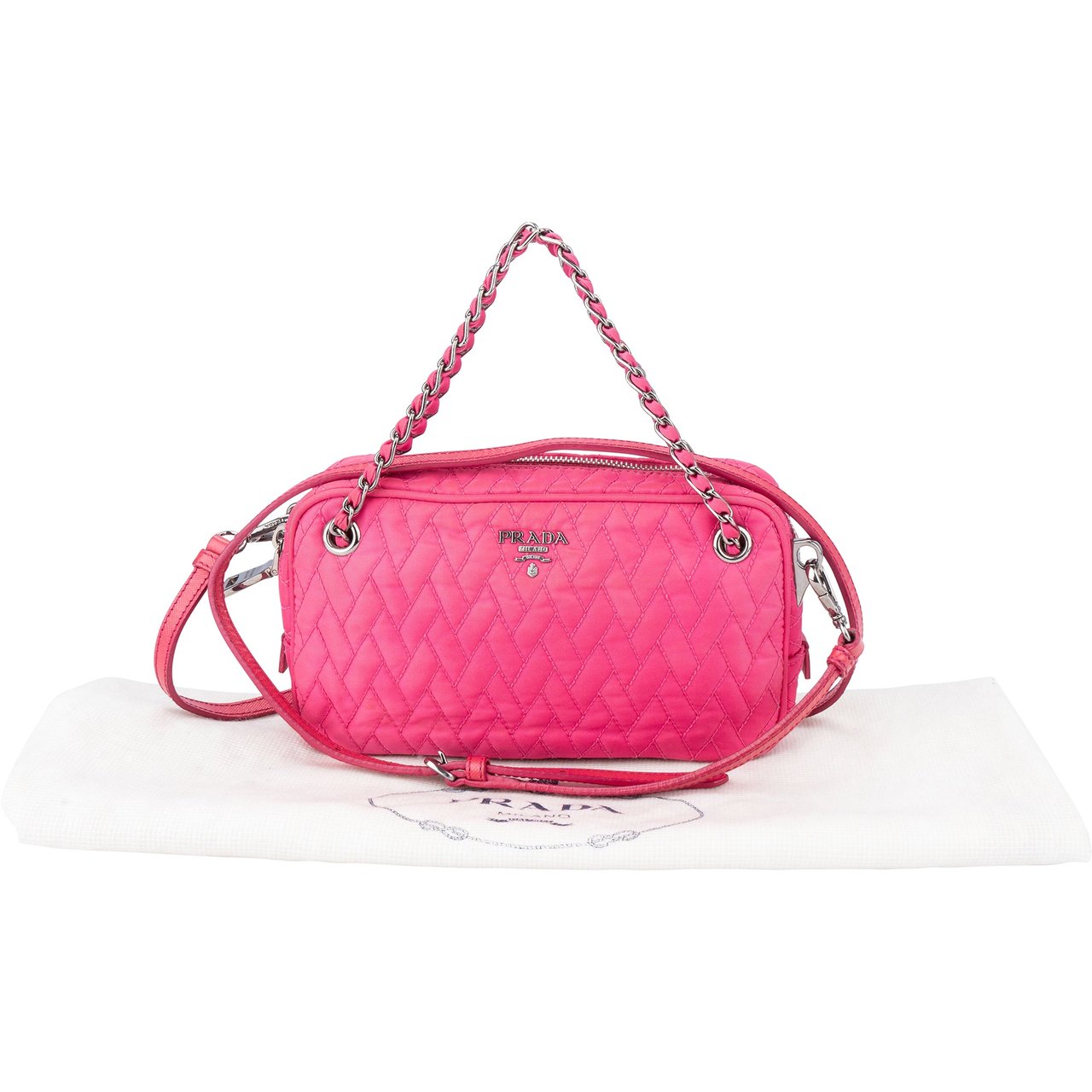 Prada Prada Pink Quilted Nylon Crossbody Bag Roze