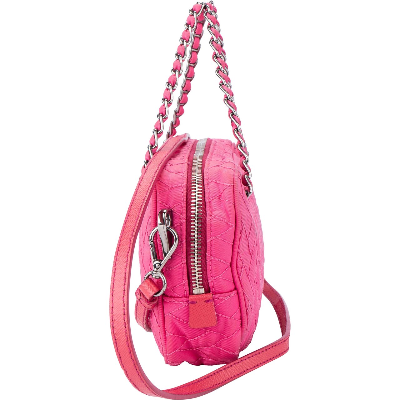 Prada Prada Pink Quilted Nylon Crossbody Bag Roze