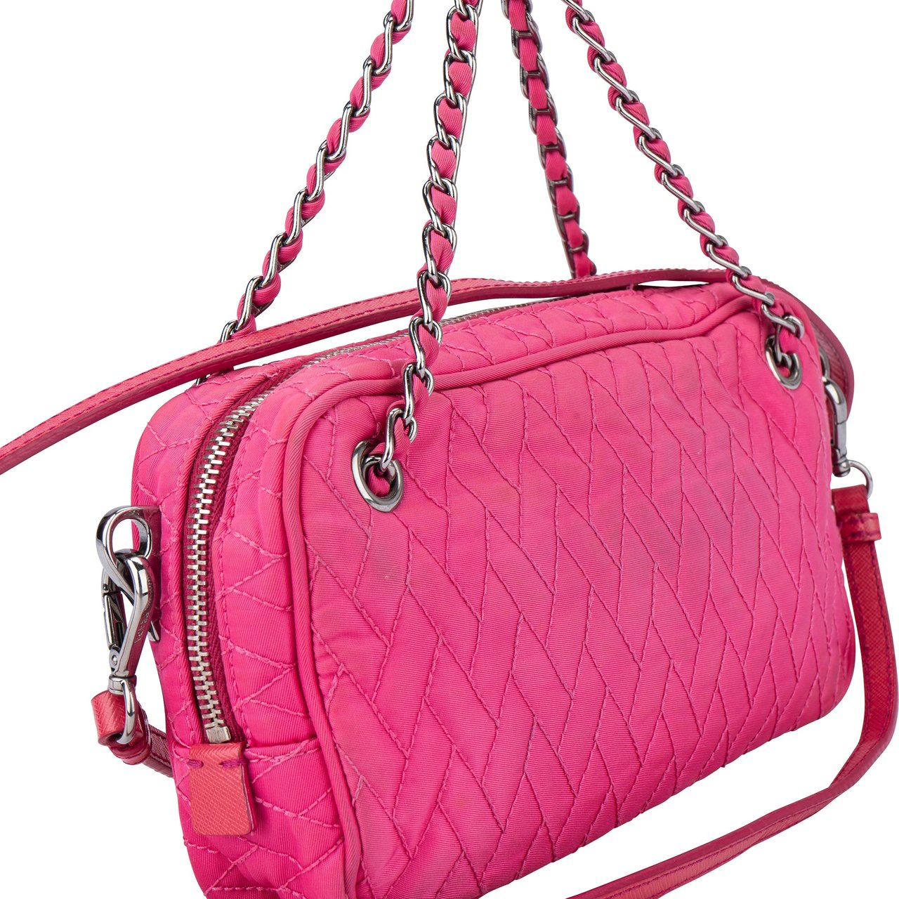 Prada Prada Pink Quilted Nylon Crossbody Bag Roze