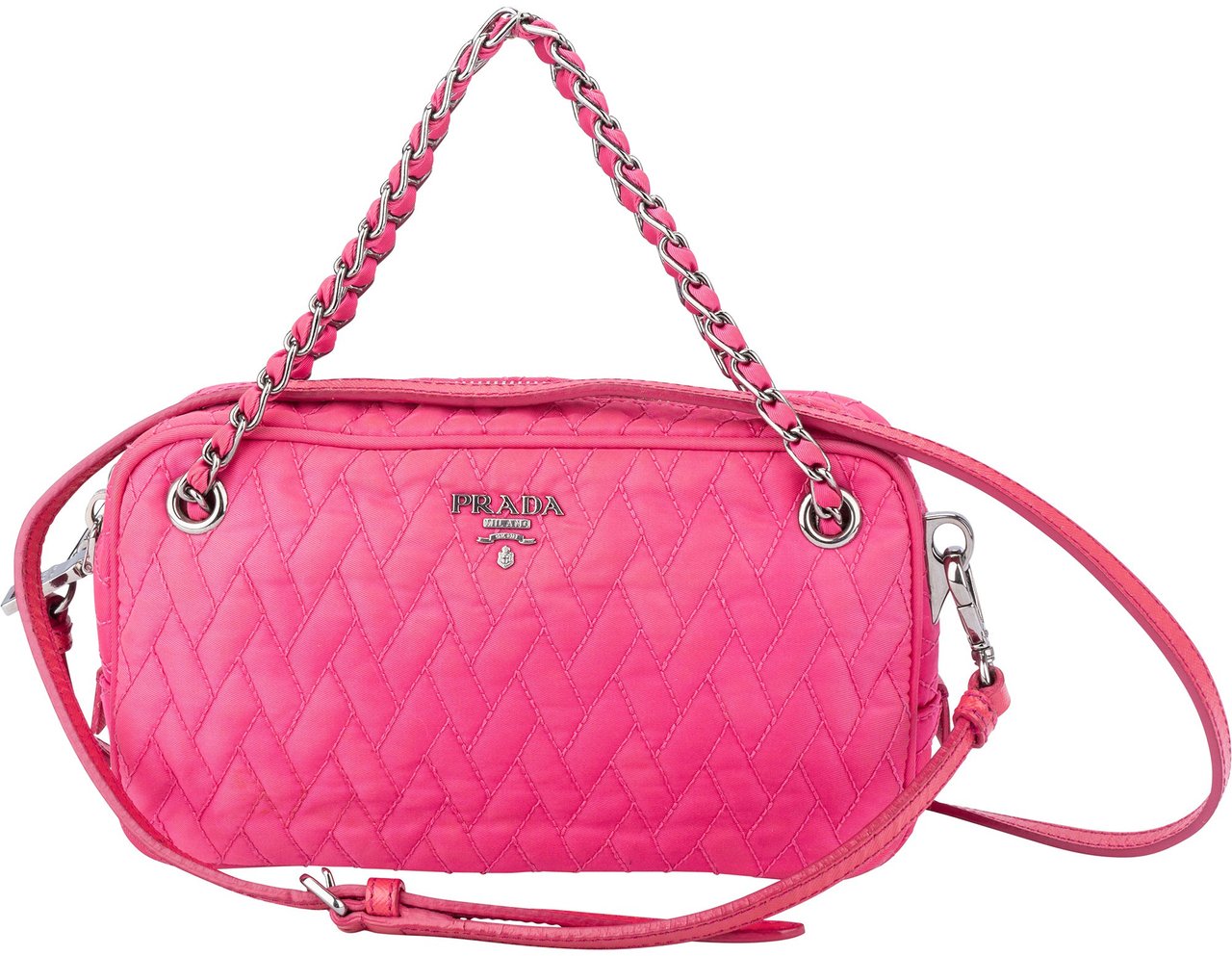 Prada Prada Pink Quilted Nylon Crossbody Bag Roze