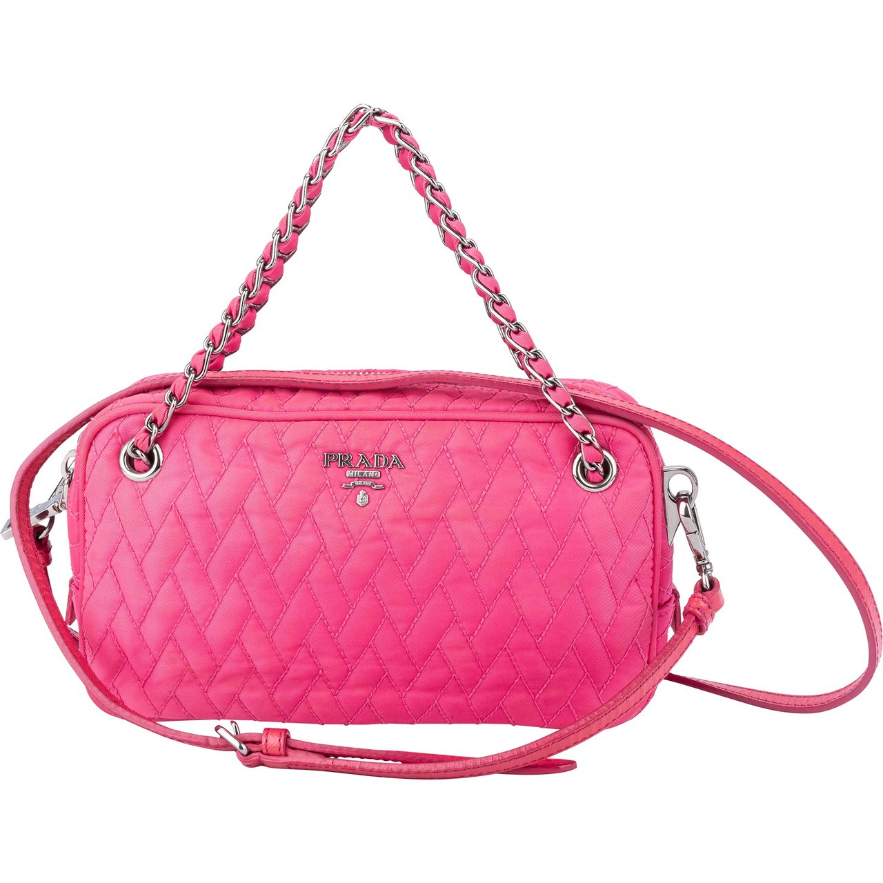 Prada Prada Pink Quilted Nylon Crossbody Bag Roze