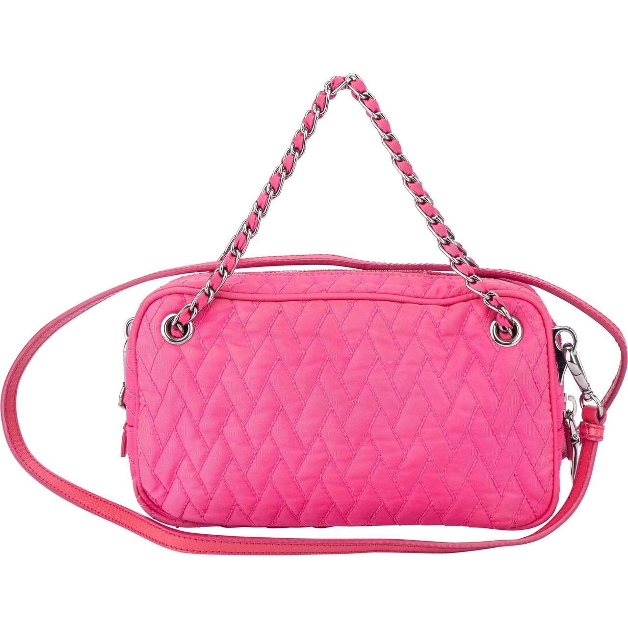 Prada Prada Pink Quilted Nylon Crossbody Bag Roze