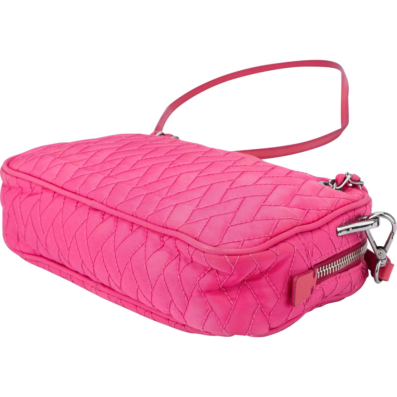 Prada Prada Pink Quilted Nylon Crossbody Bag Roze