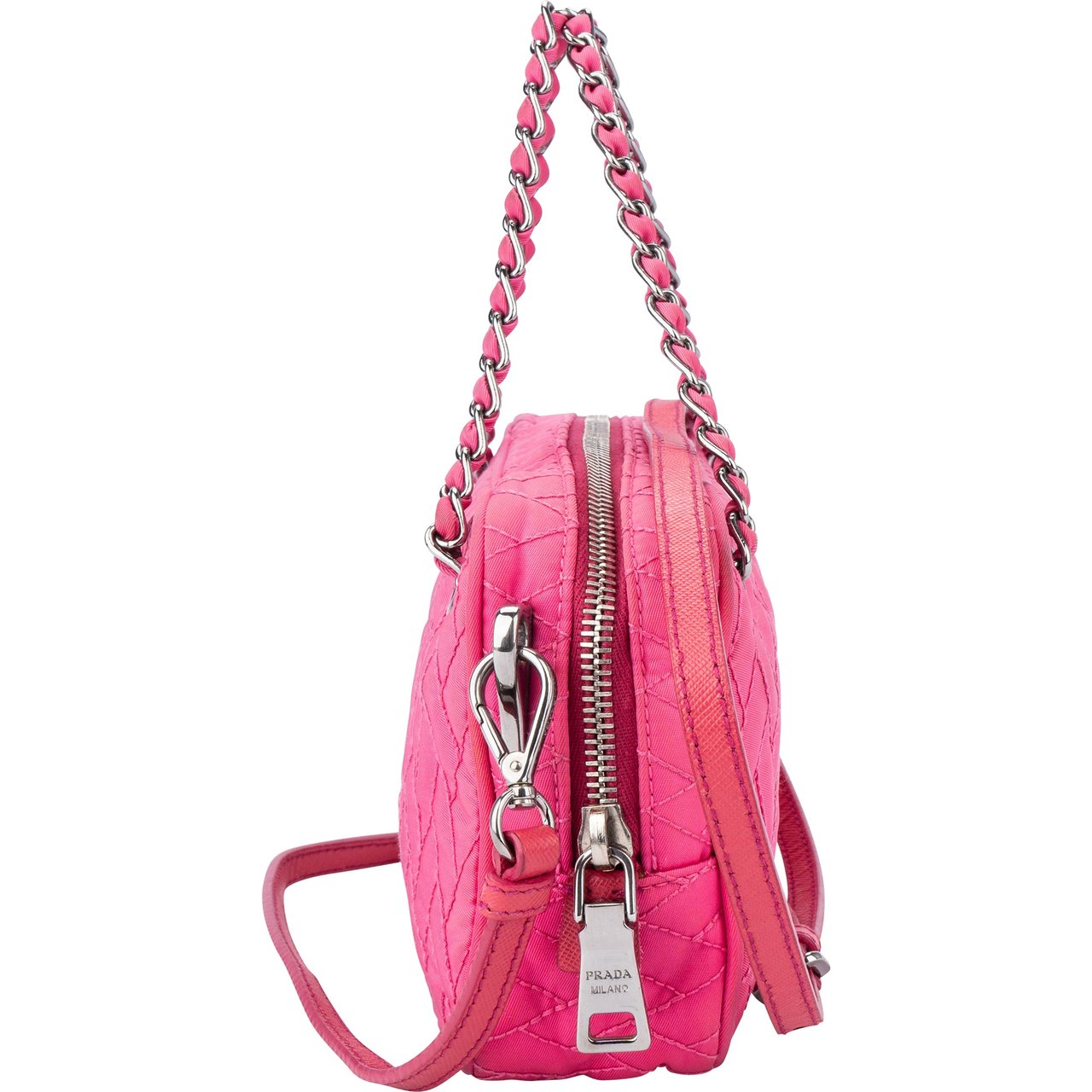Prada Prada Pink Quilted Nylon Crossbody Bag Roze