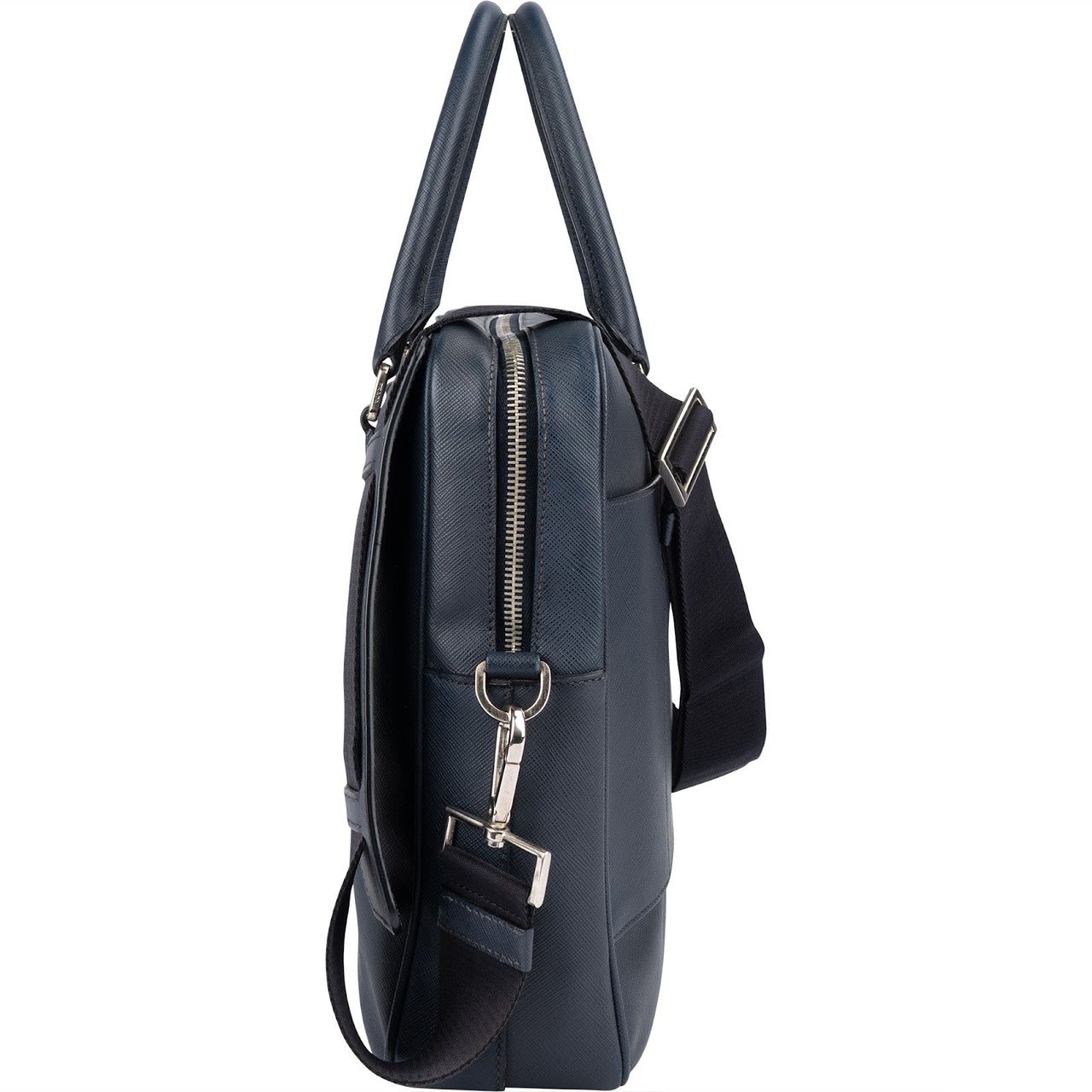 Prada Prada Bleu Saffiano Leather Business Handbag Crossbody Bag Navy