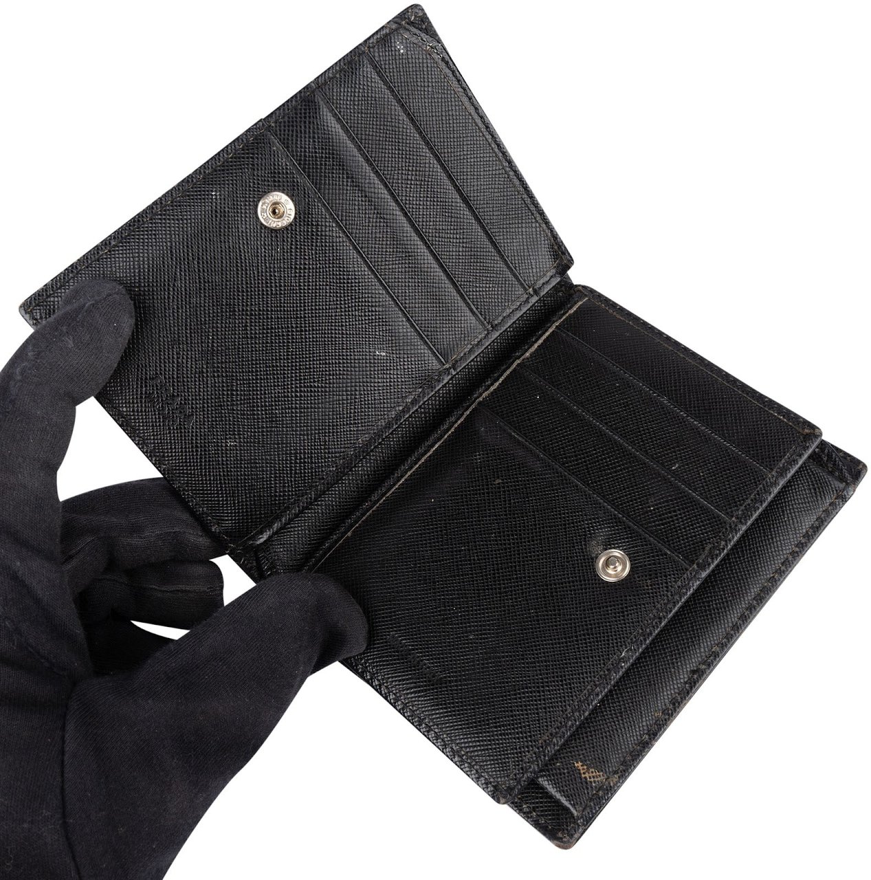 Prada Tessuto Triangle Bifold Wallet Zwart