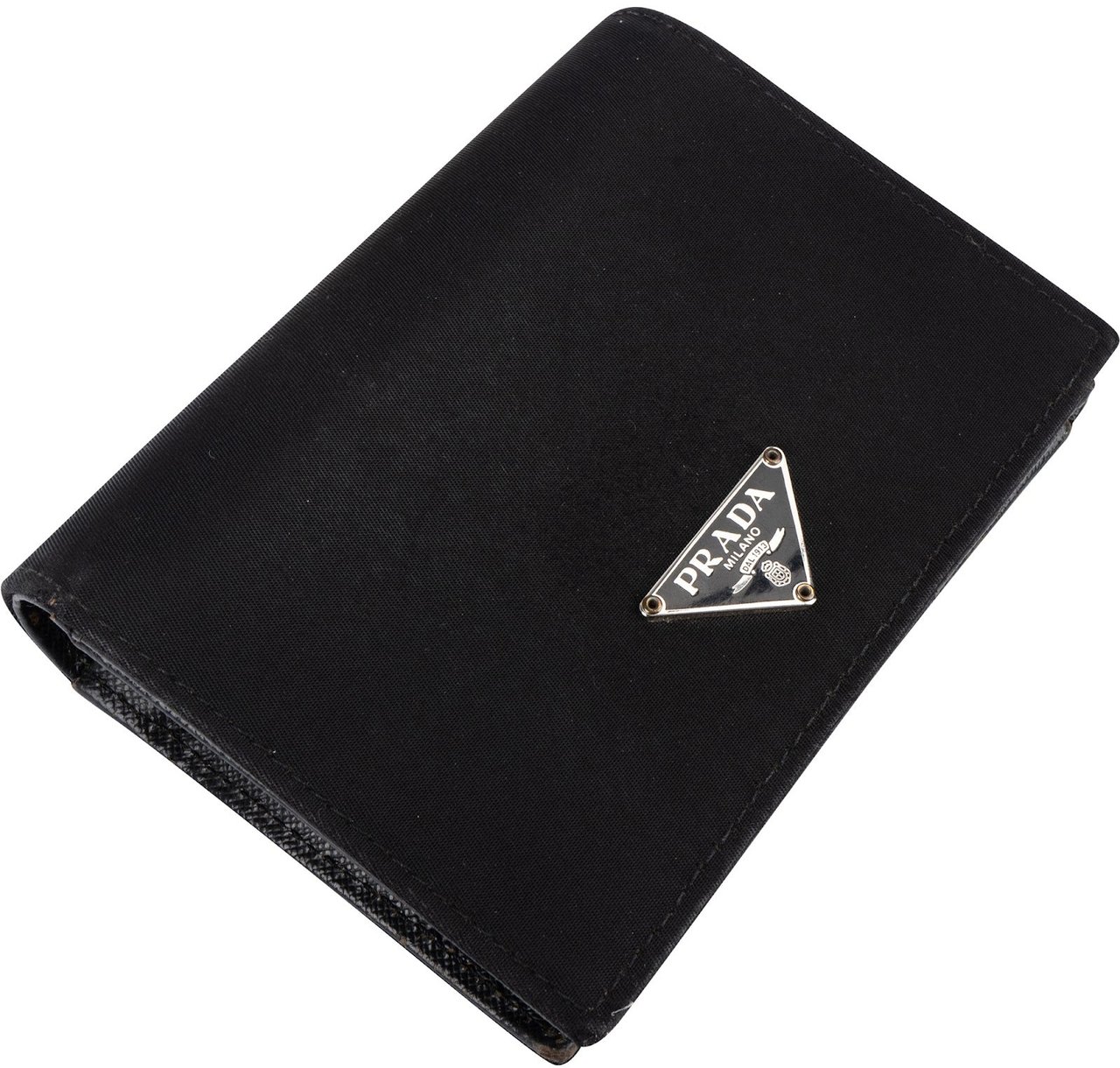 Prada Tessuto Triangle Bifold Wallet Zwart