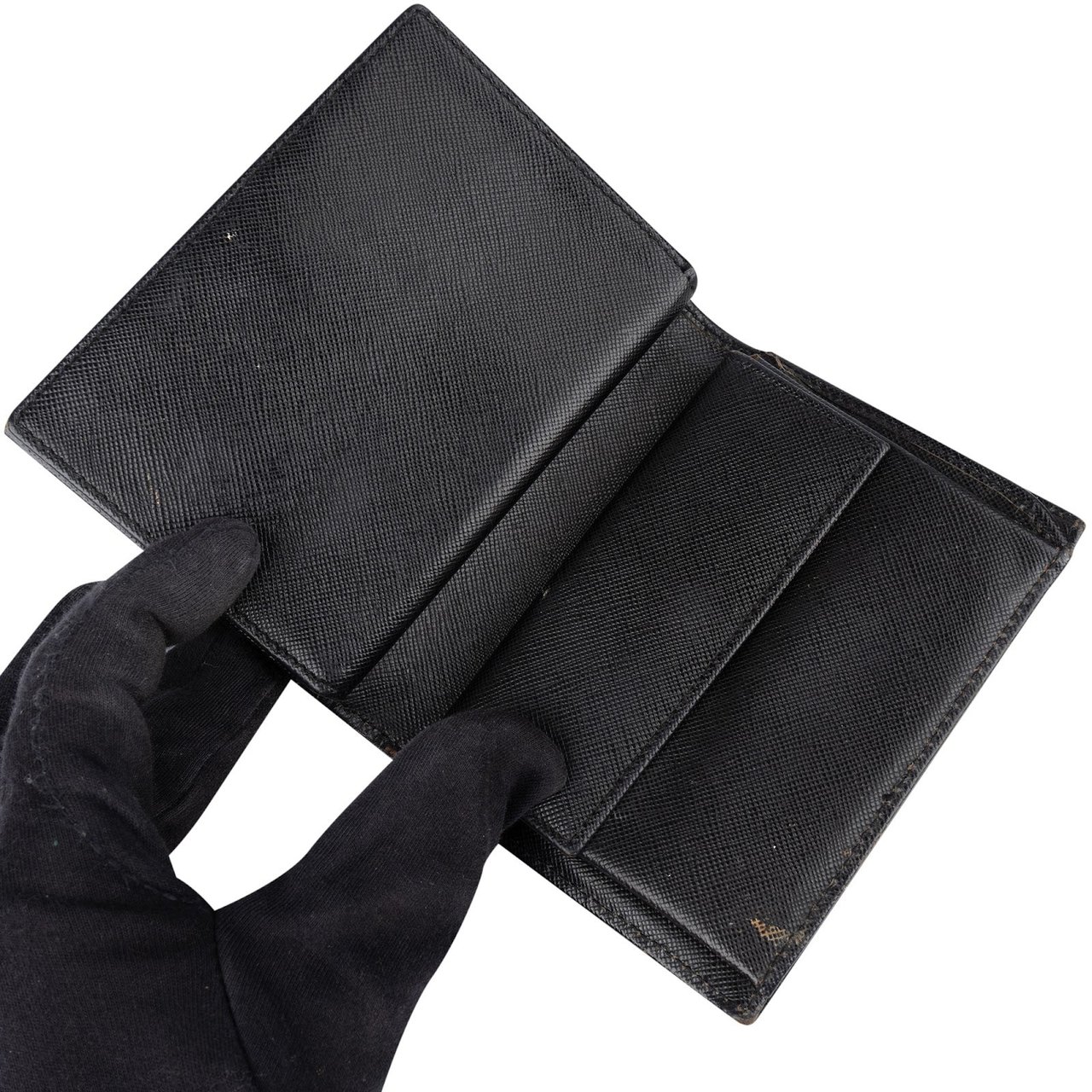 Prada Tessuto Triangle Bifold Wallet Zwart